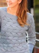 Связанный поперёк серый пуловер, фото