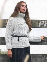 Свитер с рельефным узором макси, фото