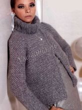 Свитер спицами серебристо-серого цвета