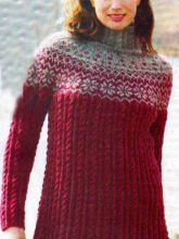 Свитер-туника с узорчатой кокеткой