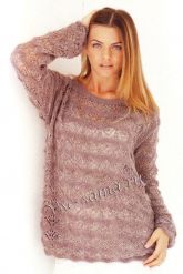 Свободный пуловер с ажурным узором