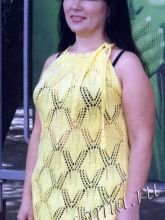 Туника спицами с завязкой на шее