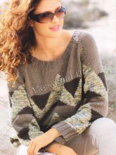 Вязание пуловера-реглан с жаккардовым узором спицами