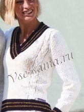 Женский пуловер с косами