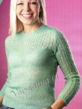 Зеленый пуловер из мохера