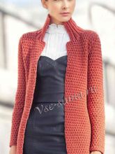 Жакет оранжевый с рельефным узором, фото