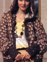 Жакет спицами с капюшоном