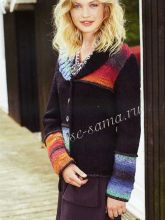 Жакет спицами в фольклорном стиле, фото