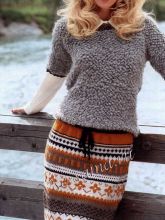 Жаккардовая юбка спицами