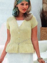 Желтый жакет с баской спицами