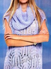 Жилет спицами сиреневого цвета