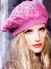 Берет и шарф с ромбами и косами