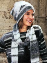 Черно-белый комплект - шапка и шарф, фото