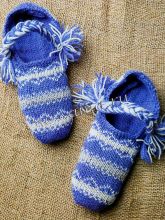 Двойные тапочки спицами с жаккардовым узором