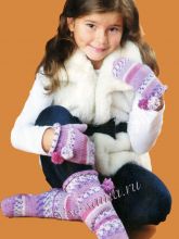 Гетры и варежки с помпонами, фото