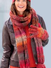 Меланжевый комплект - перчатки, шарф и шапка, фото