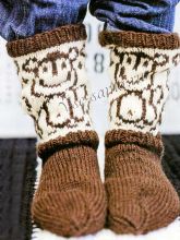 Носки спицами с обезьянками