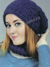 Объемная фиолетовая шапка, фото