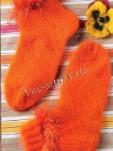 Оранжевые носки спицами