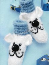 Пинетки спицами - Белые мишки