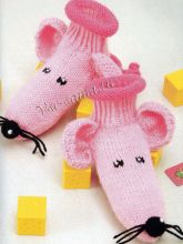 Пинетки спицами - мышки