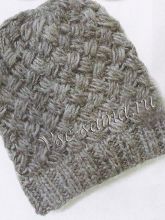 Серая шапка с плетеным узором, фото