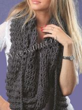 Серый шарф-снуд спицами