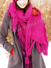 Шаль и берет цвета фуксии