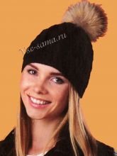 Шапка с меховым помпоном, фото