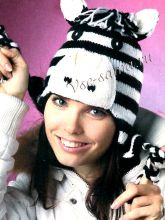 Шапка спицами Зебра