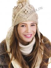 Шапочка с узором из ромбов и шишечек, фото