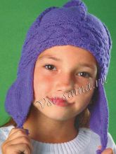 Шапочка спицами с ушками