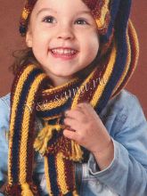 Шапочка-труба и шарф спицами в полоску