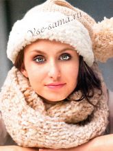 Шапка с помпоном и хомут