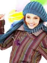 Шарф и шапка сине-голубого цвета