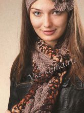 Шарф с косой и повязка на голову спицами