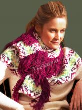 Шарф с жаккардовым узором и бахромой