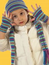 Шарф, шапочка и митенки спицами