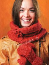 Снуд с цветком и варежки, фото