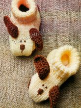 Тапочки спицами - веселые щенки