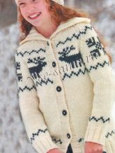 Белый жакет с оленями и шапочка