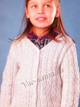 Белый жакет для девочки спицами