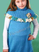 Бирюзовая туника с отделкой из ткани