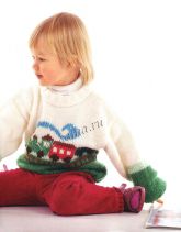 Детский пуловер с паровозиком