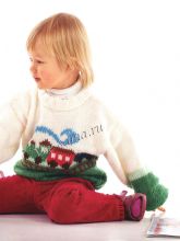 Детский пуловер с паровозиком