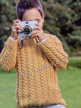 Детский пуловер спицами с косами