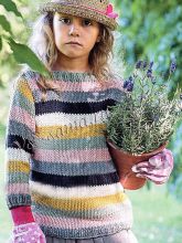 Детский пуловер спицами в полоску