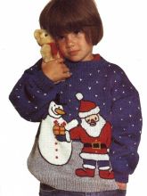 Детский пуловер со Снеговиком и Дедом Морозом