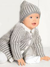 Длинный полосатый жакет и шапочка