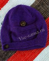 Фиолетовая шапочка спицами